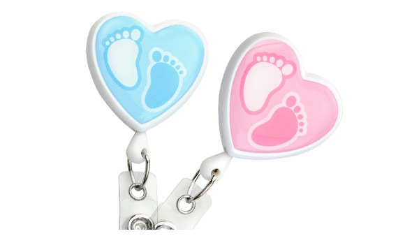 Baby Footprint Heart Badge Reels  Pack of 25