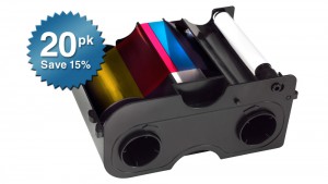 Fargo Ribbon Cartridge YMCKO - 250 Prints - Quantity of 20