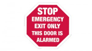 Aluminum Sign - Stop Emergency Exit Only This Door is Alarmed